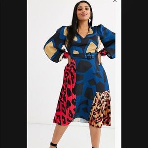 ASOS Mixed Print Midi Dress- Animal Print